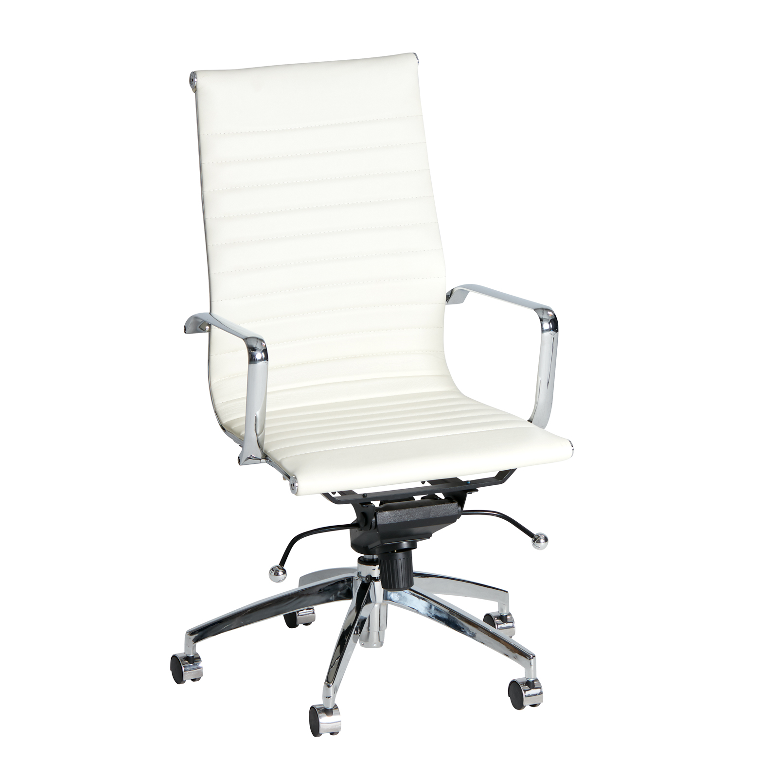 executive chair Milan, white leather, high back